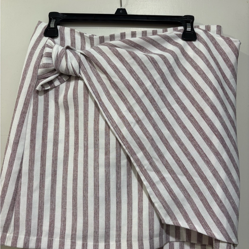 She and Sky Striped Mini Skirt in White and Purple